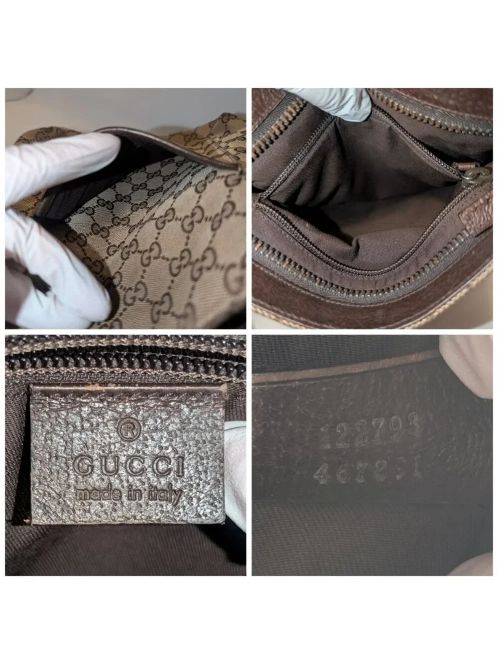 Gucci GG Canvas Shoulder Bag Crossbody Brown - Picture 9 of 9